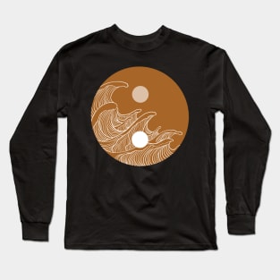 Yin Yang Wave Sun and Moon Long Sleeve T-Shirt